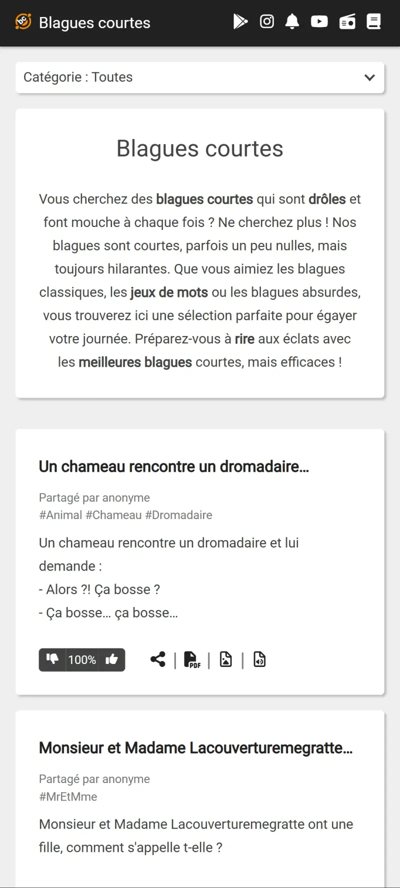 Blagues Courtes capture d'écran